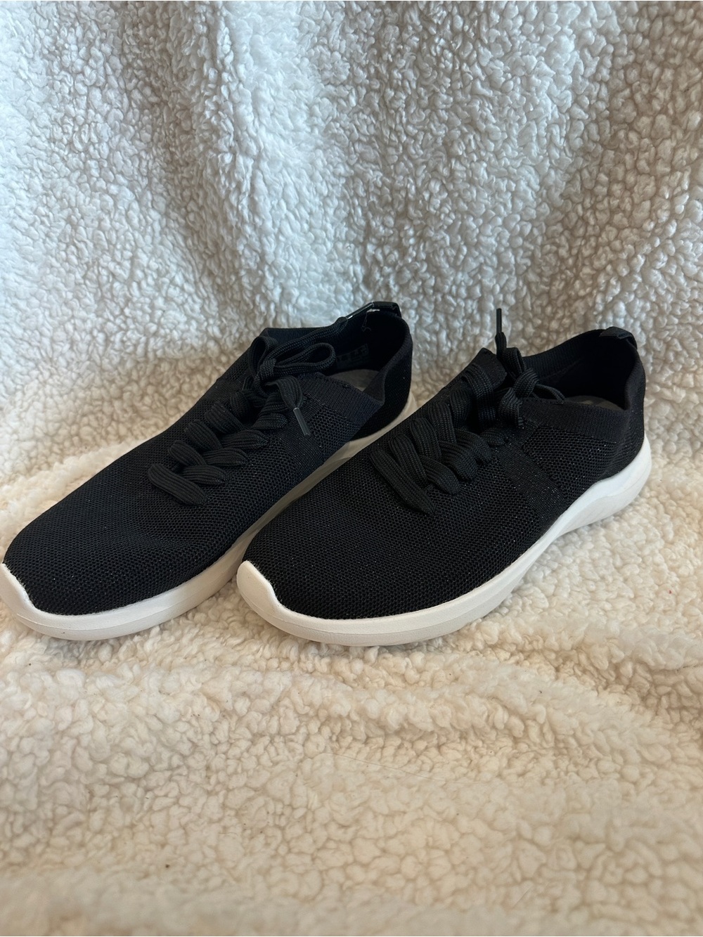 Black Knit Athletic Sneakers with White Sole